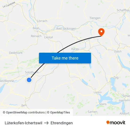 Lüterkofen-Ichertswil to Ehrendingen map