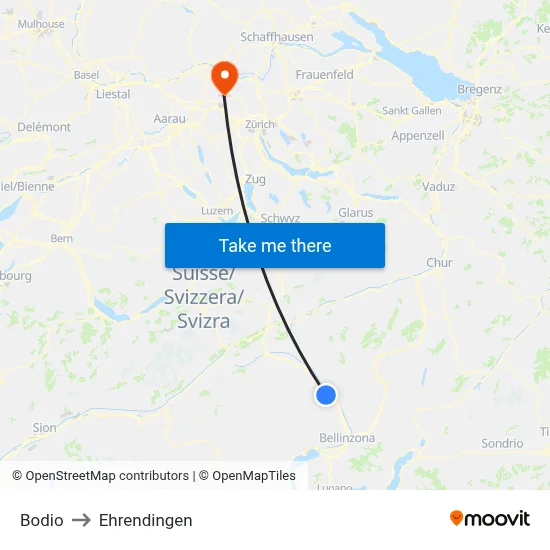 Bodio to Ehrendingen map