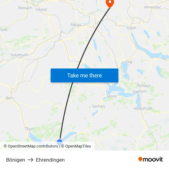 Bönigen to Ehrendingen map