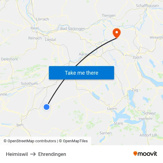 Heimiswil to Ehrendingen map