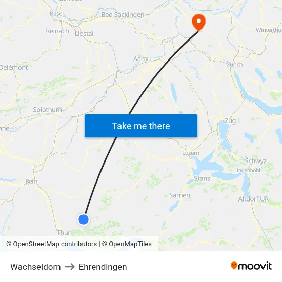 Wachseldorn to Ehrendingen map
