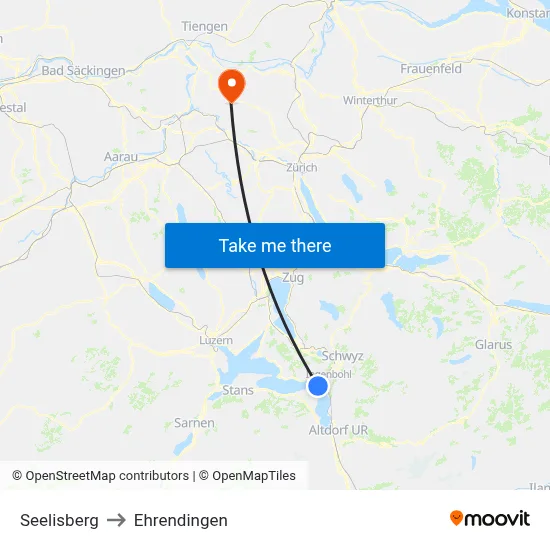 Seelisberg to Ehrendingen map