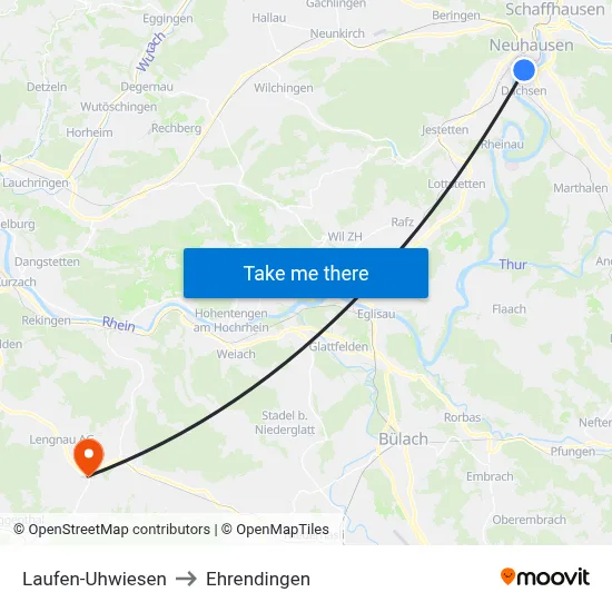 Laufen-Uhwiesen to Ehrendingen map
