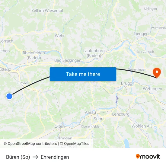 Büren (So) to Ehrendingen map