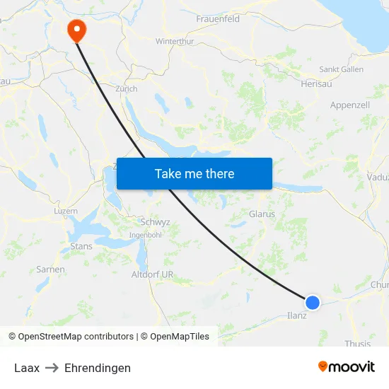Laax to Ehrendingen map