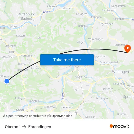 Oberhof to Ehrendingen map