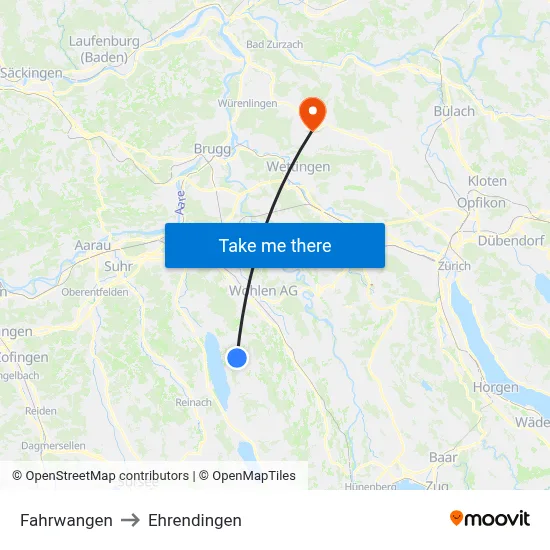 Fahrwangen to Ehrendingen map