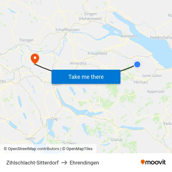 Zihlschlacht-Sitterdorf to Ehrendingen map