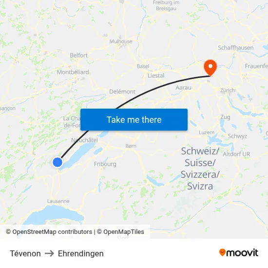 Tévenon to Ehrendingen map