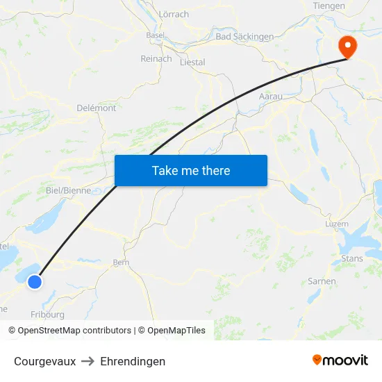 Courgevaux to Ehrendingen map