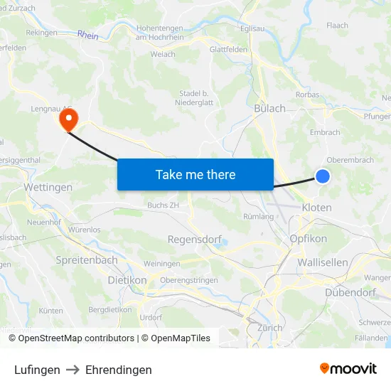 Lufingen to Ehrendingen map