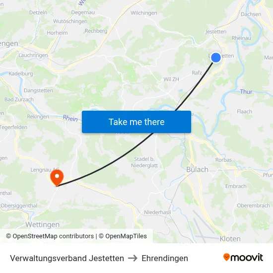 Verwaltungsverband Jestetten to Ehrendingen map