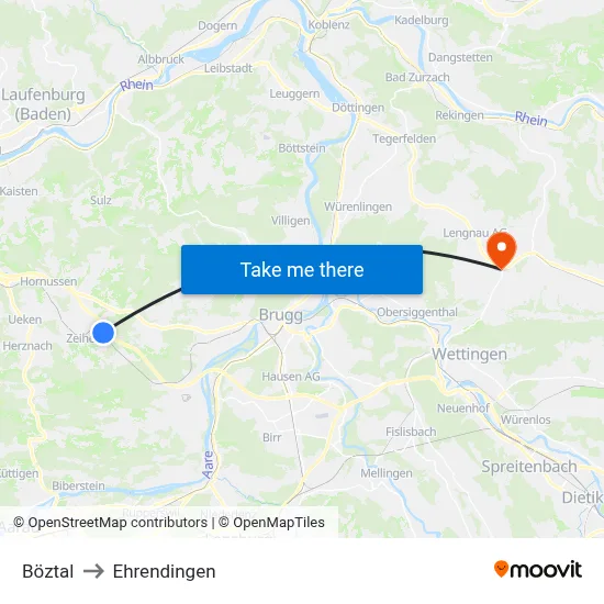Böztal to Ehrendingen map