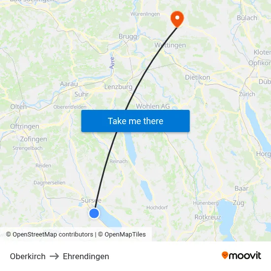 Oberkirch to Ehrendingen map