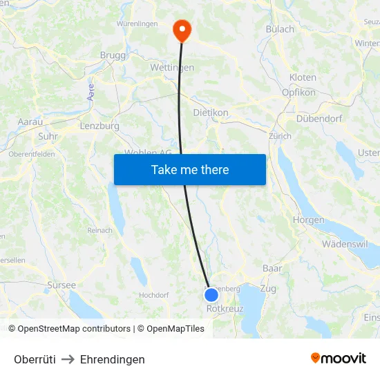 Oberrüti to Ehrendingen map
