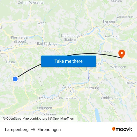 Lampenberg to Ehrendingen map