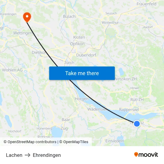 Lachen to Ehrendingen map