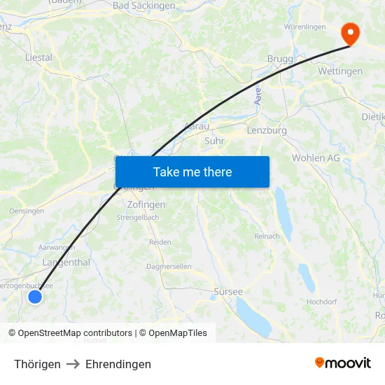 Thörigen to Ehrendingen map