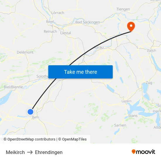 Meikirch to Ehrendingen map