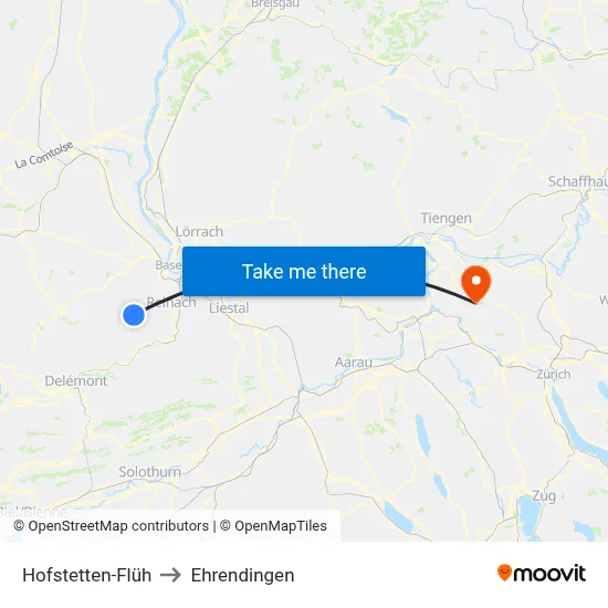 Hofstetten-Flüh to Ehrendingen map