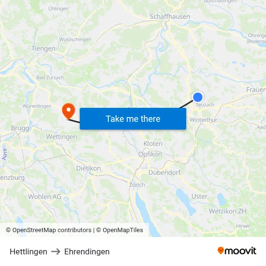 Hettlingen to Ehrendingen map