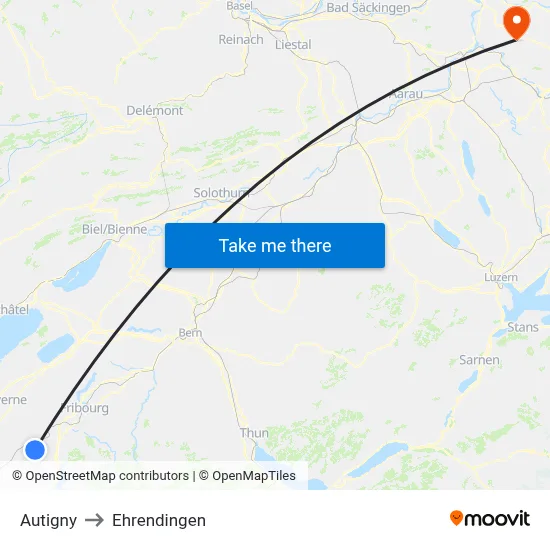 Autigny to Ehrendingen map