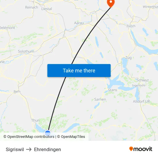 Sigriswil to Ehrendingen map