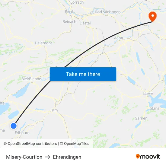 Misery-Courtion to Ehrendingen map