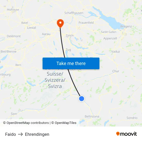 Faido to Ehrendingen map