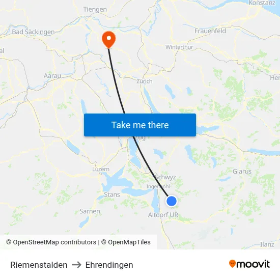 Riemenstalden to Ehrendingen map