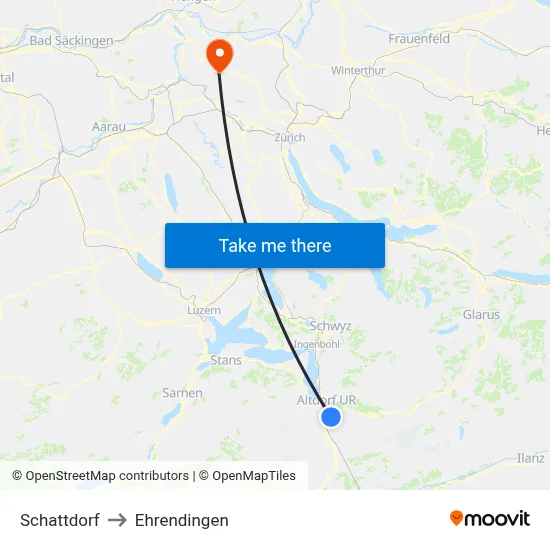 Schattdorf to Ehrendingen map
