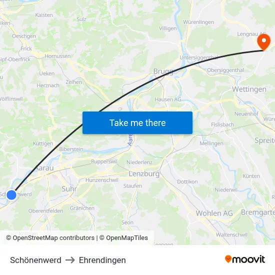 Schönenwerd to Ehrendingen map