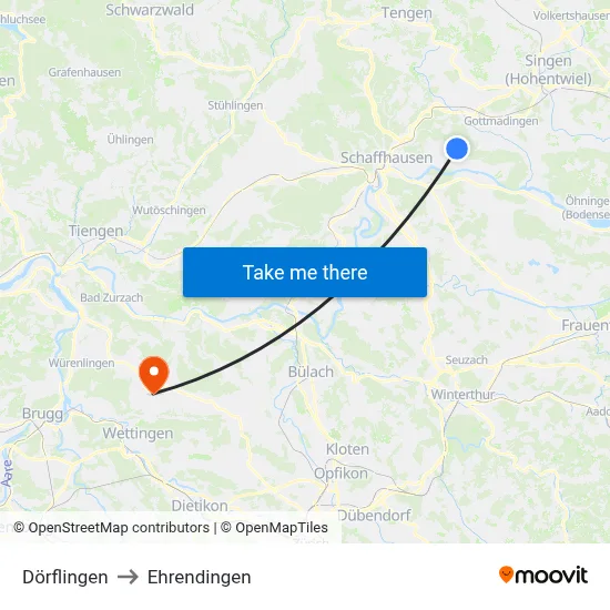 Dörflingen to Ehrendingen map