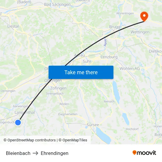 Bleienbach to Ehrendingen map