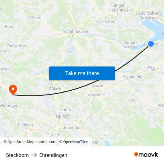 Steckborn to Ehrendingen map