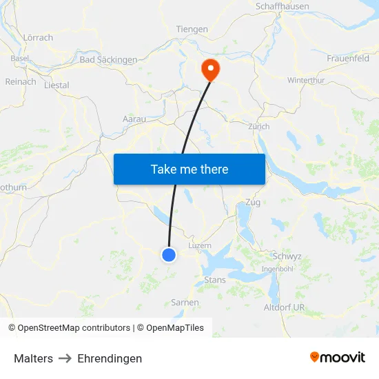 Malters to Ehrendingen map