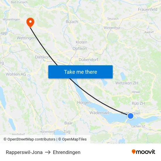 Rapperswil-Jona to Ehrendingen map