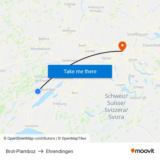Brot-Plamboz to Ehrendingen map