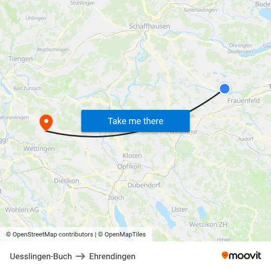 Uesslingen-Buch to Ehrendingen map