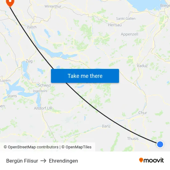 Bergün Filisur to Ehrendingen map