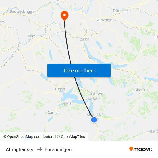 Attinghausen to Ehrendingen map
