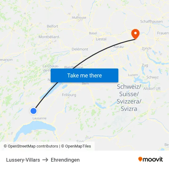 Lussery-Villars to Ehrendingen map