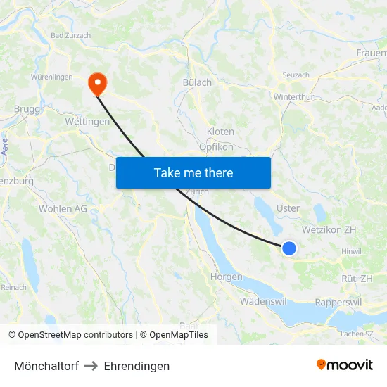 Mönchaltorf to Ehrendingen map