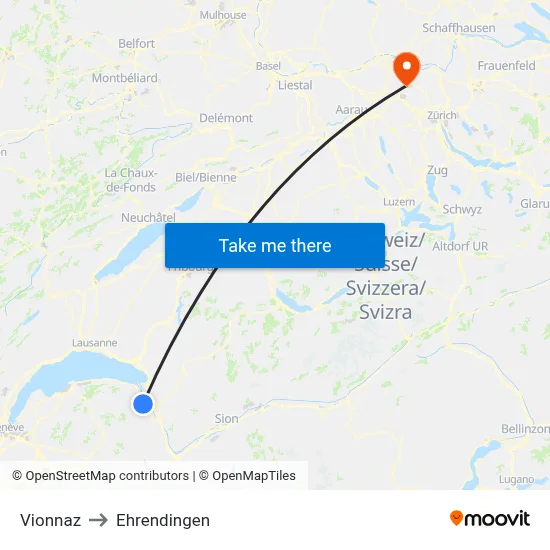 Vionnaz to Ehrendingen map