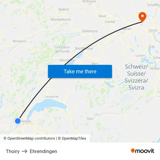 Thoiry to Ehrendingen map
