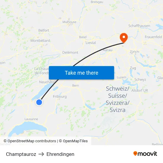 Champtauroz to Ehrendingen map