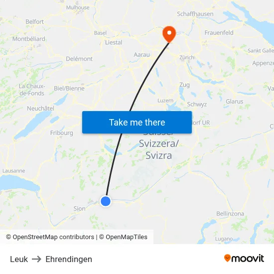 Leuk to Ehrendingen map