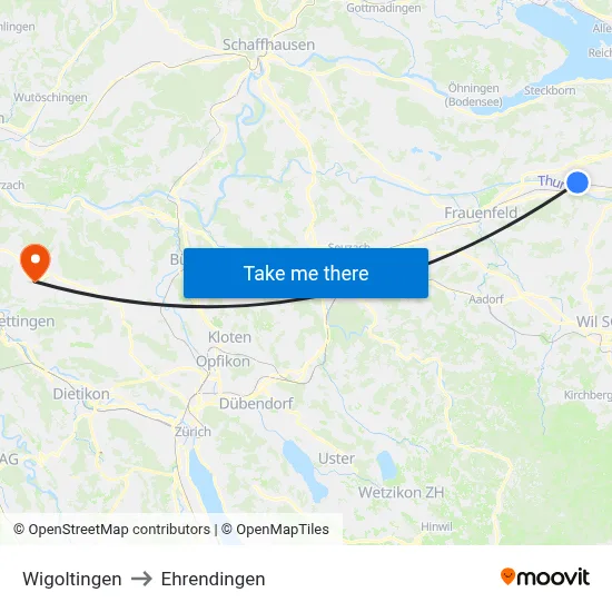 Wigoltingen to Ehrendingen map