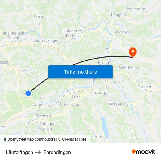 Läufelfingen to Ehrendingen map