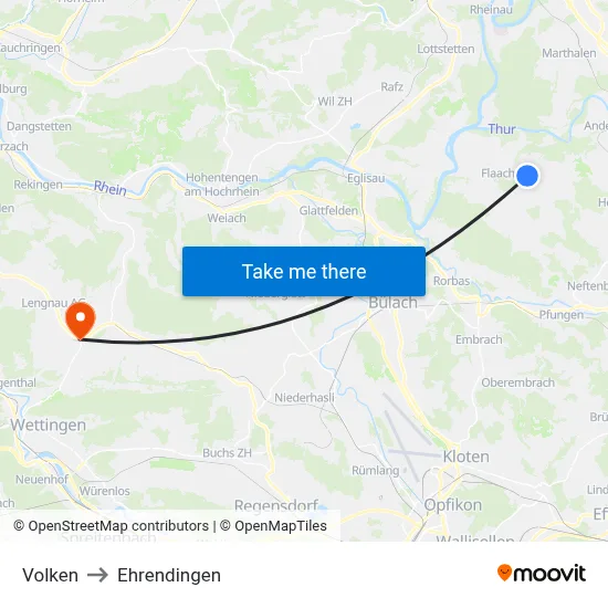 Volken to Ehrendingen map